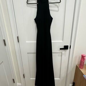 Aqua Formal Halter Elegant Black Sleeveless/Backless Dress